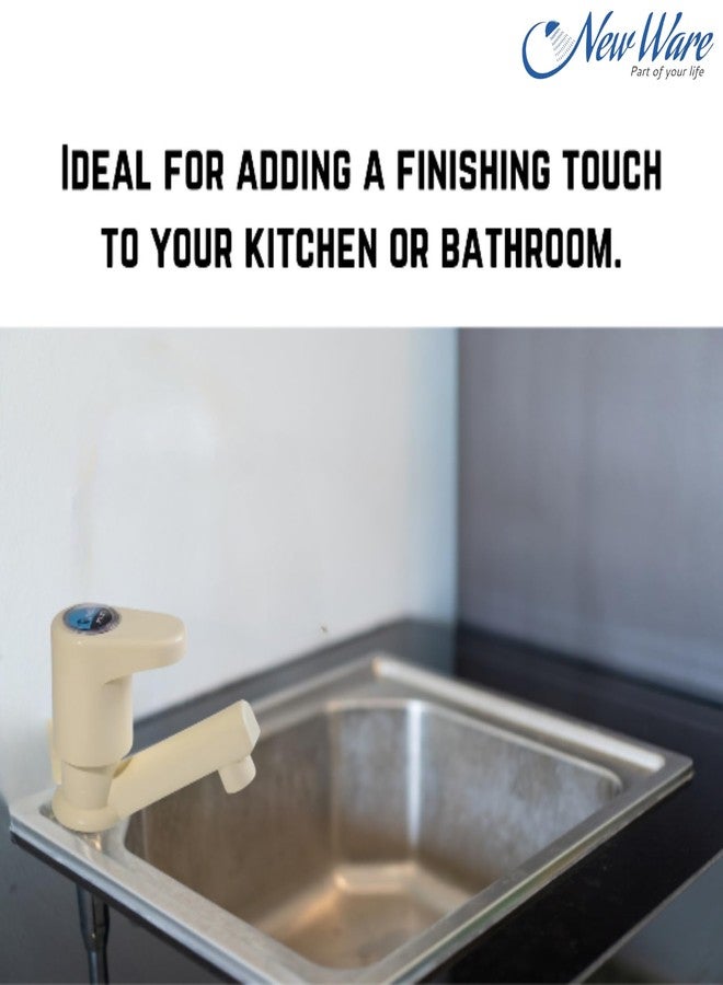 NEW WARE PVC Water Tap Pillar Cock for Wash Basin | Plastic Bathroom Bibcock for Hot & Cold Water | Foam Flow Faucet | Durable & Leak Resistant - Image 2